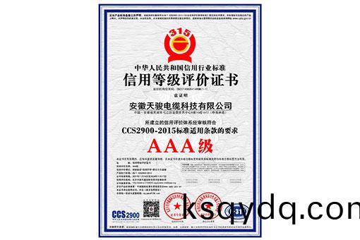 信用(yong)等(deng)級(ji)評價(jia)證(zheng)書